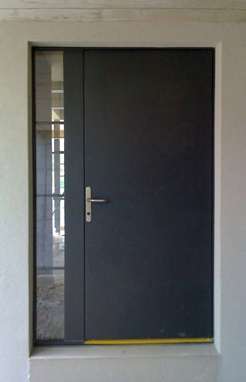 Porte d'entrée anthracite avec imposte vitrée